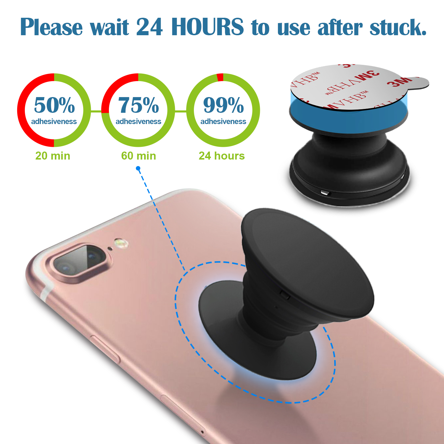 Sticky Adhesive Replacement for Socket Mount, Poptech 6 Pack Extra